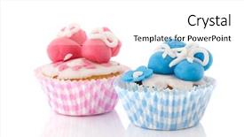  Presentation with baby shoes - Audience pleasing slide deck consisting of shoes in pink and blue backdrop and a  colored foreground