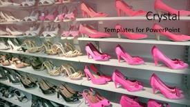  Presentation with shoe - Slides featuring shoes in store background and a coral colored foreground