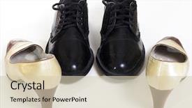  Presentation with sex - Presentation theme featuring shoes isolated on white sex background and a soft green colored foreground