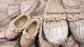  Presentation with straw - Theme having shoes-made-of-straw-west background and a coral colored foreground