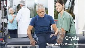  Presentation with nurse - Presentation theme with shoes nurses - female nurse assisting senior man background and a ocean colored foreground