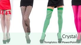  Presentation with white and black woman climbing ladders - Audience pleasing PPT layouts consisting of shoes nurses - woman legs isolated backdrop and a  colored foreground