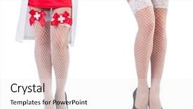  Presentation with white and black woman climbing ladders - Slides having shoes nurses - woman legs isolated background and a white colored foreground