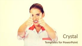  Presentation with teamwork nurse doctor - Slides having shoes nurses - young smile female doctor background and a  colored foreground