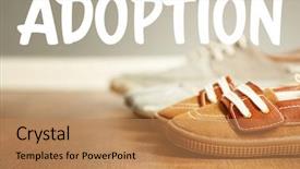  Presentation with adoption - PPT layouts having adoption concept shoes of family background and a coral colored foreground