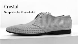  Presentation with men shoes - PPT layouts with shoes on the shelf monochrome background and a white colored foreground