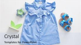  Presentation with children design - Slide deck with shoes on white background background and a light blue colored foreground