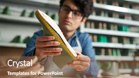  Presentation with shoe manufacturing - Beautiful slides featuring shoes production - contemporary owner of shoe manufacturing backdrop and a tawny brown colored foreground