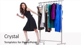  Presentation with familly a new born - Audience pleasing presentation theme consisting of shoes rack - woman trying new clothing backdrop and a white colored foreground