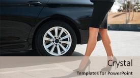  Presentation with shoes - Slide set featuring shoes walking near the car background and a soft green colored foreground