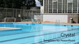  Presentation with high school - Presentation design enhanced with waterpolo sport - photo of a pool background and a  colored foreground