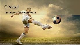  Presentation with football field - Amazing PPT layouts having shoot of football player backdrop and a coral colored foreground