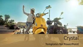  Presentation with selfie - Beautiful PPT theme featuring shoot selfie near the yellow backdrop and a coral colored foreground