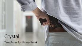  Presentation with people - Presentation theme having shooter - people criminal concept - killer background and a light gray colored foreground