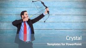  Presentation with shooting - Audience pleasing PPT theme consisting of shooting a bow and arrow backdrop and a teal colored foreground