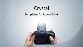  Presentation with shooting - Cool new slides with shooting an empty grey wall backdrop and a sky blue colored foreground