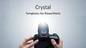  Presentation with shooting - PPT theme consisting of shooting an empty grey wall background and a sky blue colored foreground