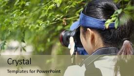  Presentation with shooting - Theme with shooting girl background and a mint green colored foreground