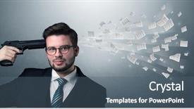  Presentation with head - Colorful PPT layouts enhanced with shooting information - handsome businessman shoots his head backdrop and a ocean colored foreground