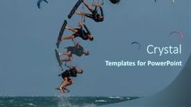  Presentation with sequences - Beautiful slide deck featuring shooting-of-kitesurfing-sequences backdrop and a ocean colored foreground