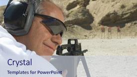  Presentation with shooting - Beautiful slide set featuring shooting position on shooting range backdrop and a sky blue colored foreground