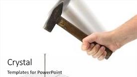  Presentation with shooting - Presentation theme having shooting sports - hand with hammer and nail background and a white colored foreground