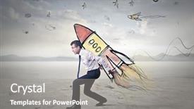  Presentation with space shuttle - Audience pleasing presentation theme consisting of shooting star - businessman on a space shuttle backdrop and a gray colored foreground