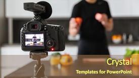  Presentation with blogger - PPT theme having shooting star - close up of a video background and a tawny brown colored foreground