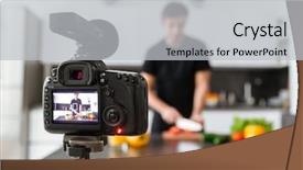  Presentation with blogger - Cool new PPT theme with shooting star - close up of a video backdrop and a light gray colored foreground