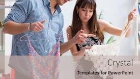  Presentation with helping - Theme having shop-assistant-helping-woman background and a soft green colored foreground