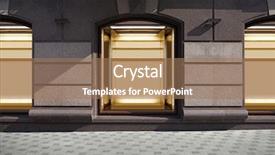  Presentation with city street - Cool new PPT theme with shop city street at night backdrop and a coral colored foreground