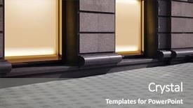  Presentation with city street - Colorful presentation design enhanced with shop city street at night backdrop and a gray colored foreground