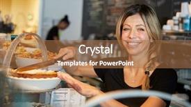  Presentation with college coffee shop - PPT layouts enhanced with shop cutting slice of cake background and a  colored foreground