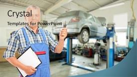  Presentation with mechanic car service repair maintenance - Colorful PPT layouts enhanced with shop during an automobile maintenance backdrop and a  colored foreground