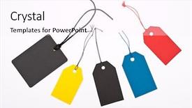  Presentation with labels - Presentation design with shop labels background and a pink colored foreground