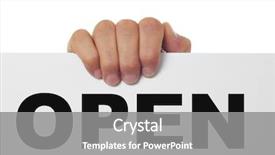  Presentation with signboard - Colorful presentation enhanced with shop opening - man hand holding a signboard backdrop and a gray colored foreground