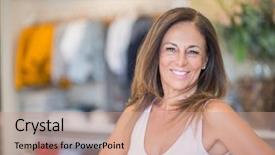  Presentation with age discrimination images - Amazing PPT theme having shop owner and shop assistant backdrop and a coral colored foreground