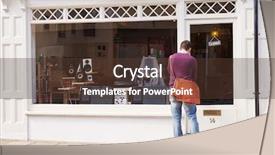  Presentation with record - Audience pleasing slide set consisting of shop owner opening up record backdrop and a tawny brown colored foreground