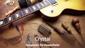  Presentation with body repair - Audience pleasing PPT theme consisting of shop single cutaway solid body backdrop and a tawny brown colored foreground