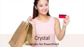  Presentation with credit card fraud - Cool new presentation with shop teacher - woman with shopping bag backdrop and a  colored foreground