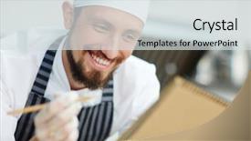  Presentation with bakery baking ingredients - PPT layouts consisting of shop with notepad writing list background and a  colored foreground