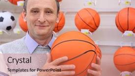  Presentation with volleyball - Presentation theme enhanced with shop with volleyball ball background and a coral colored foreground