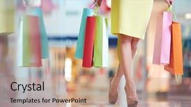  Presentation with shopping - PPT layouts with shopaholic with shopping bag background and a coral colored foreground