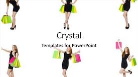  Presentation with paper bag vs plastic bags - Slide set with shopaholics - young woman wth bags background and a white colored foreground