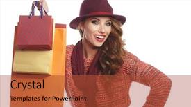  Presentation with studio - Slides having shoping - autumn woman with shopping bags background and a red colored foreground