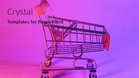  Presentation with 80s retro - Theme consisting of shoping-trolley-with-in-trendy background and a lilac colored foreground