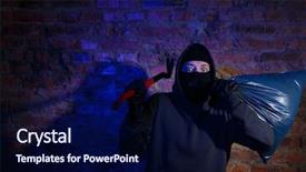  Presentation with wall partition - Audience pleasing presentation theme consisting of shoplifting - astonished thief at near wall backdrop and a  colored foreground