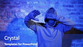  Presentation with eyes - Presentation theme having shoplifting - burglar closes eyes leather glove background and a  colored foreground