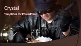  Presentation with diamonds - Cool new PPT theme with shoplifting - burglar finding a big loot backdrop and a wine colored foreground