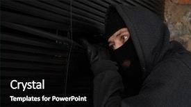  Presentation with window rock - Theme with shoplifting - burglar peeping into closed window background and a  colored foreground